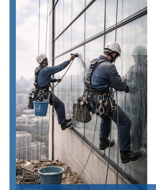 Профессиональная мойка фасадных окон альпинистами в Волхове