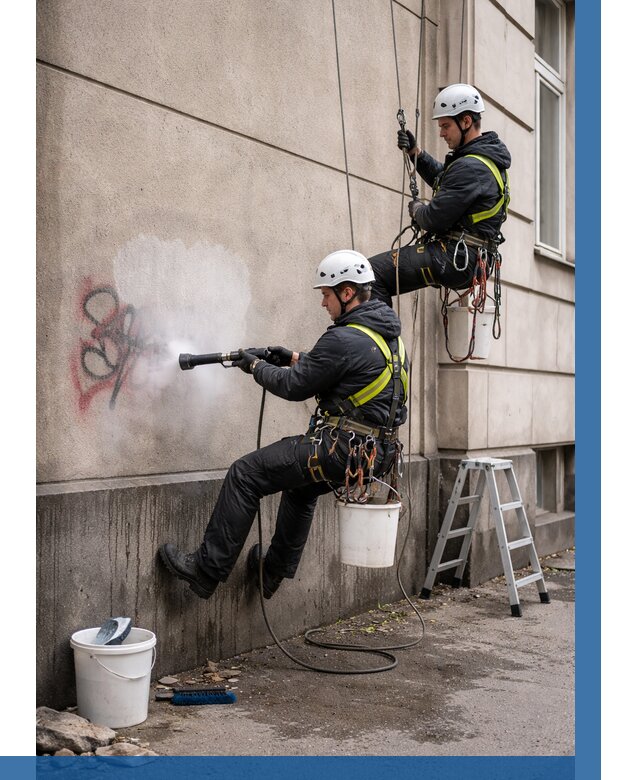 Удаление граффити с фасада в Волхове от 4711 р. | ВЫСОТНИК-Влх