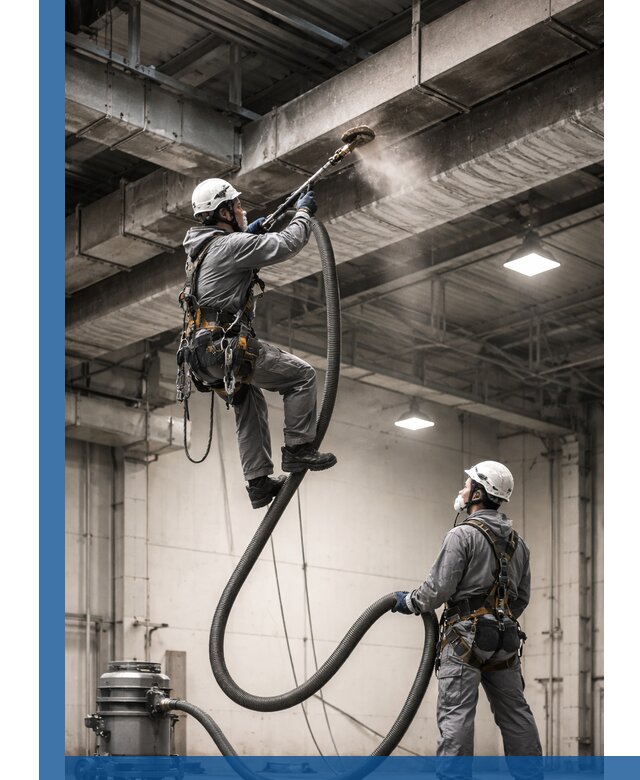 Обеспыливание потолочных конструкций в Волхове промышленным альпинизмом