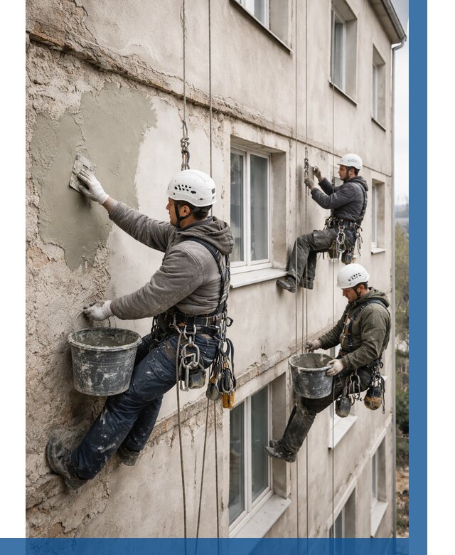 Ремонт штукатурного фасада в Волхове от 785 р. под ключ | ВЫСОТНИК-Влх