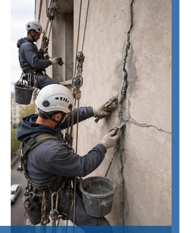 Заделка трещин на фасаде в Волхове от 942 р. | ВЫСОТНИК-Влх