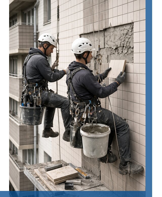 Ремонт облицовки фасада плиткой в Волхове от 1884 р. | ВЫСОТНИК-Влх