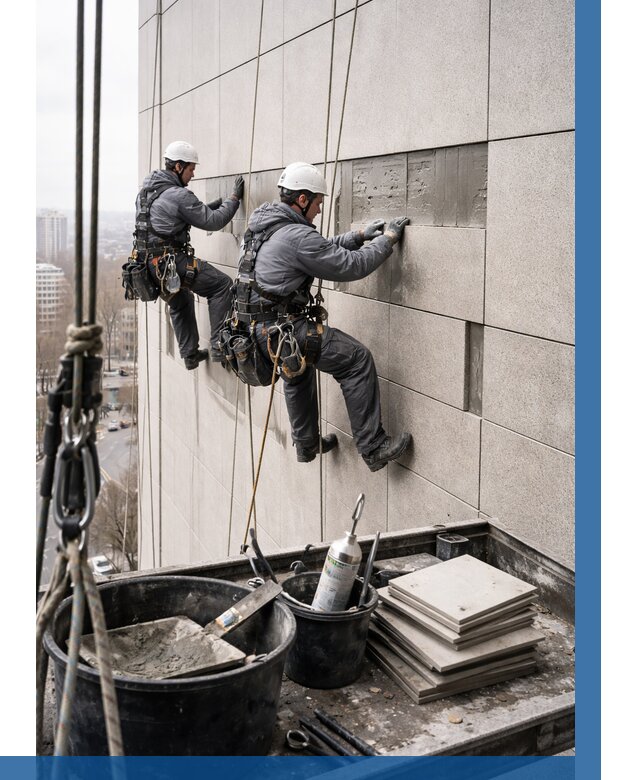 Ремонт фасада из керамогранита в Волхове от 2617 р. | ВЫСОТНИК-Влх