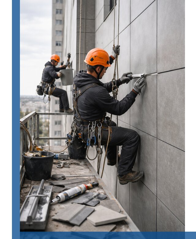 Профессиональный ремонт фасада из керамогранита в Волхове