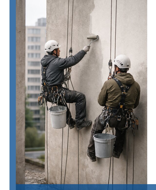 Покраска фасадов высотными альпинистами в Волхове с гарантией