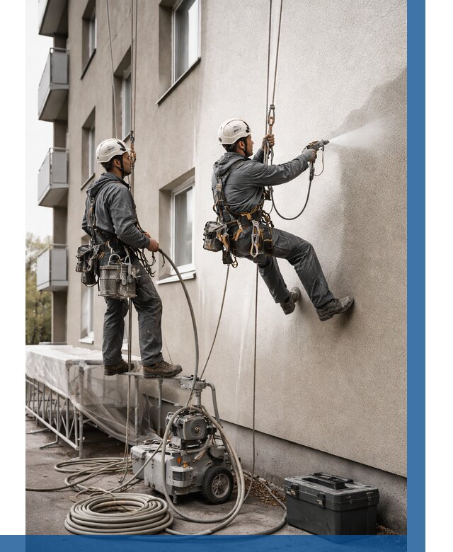 Безвоздушная покраска фасада в Волхове от 230 р/м² | ВЫСОТНИК-Влх