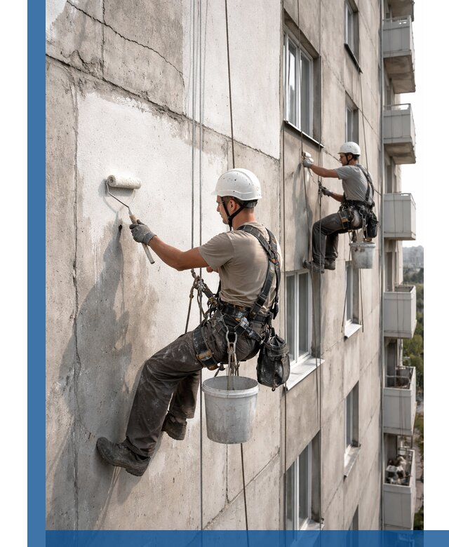 Покраска бетонного фасада в Волхове для жилых и промышленных объектов