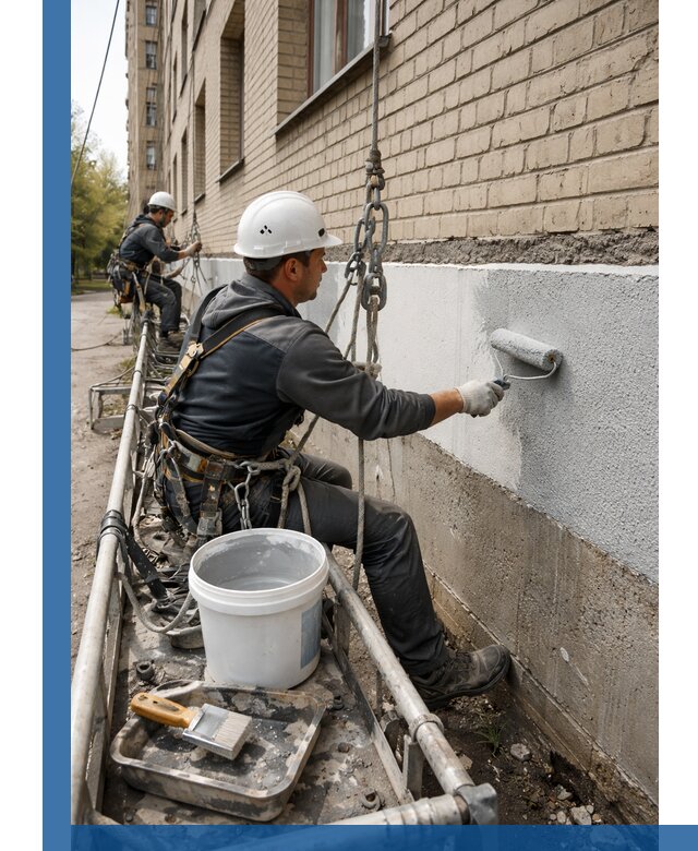 Окраска цоколя здания в Волхове профессионально и надежно
