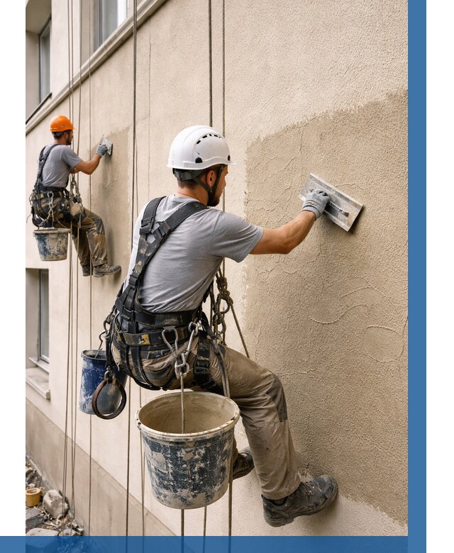 Декоративная штукатурка фасада в Волхове от 1256 р. | ВЫСОТНИК-Влх