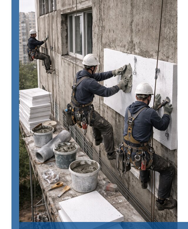 Утепление фасада пенополистиролом в Волхове под ключ