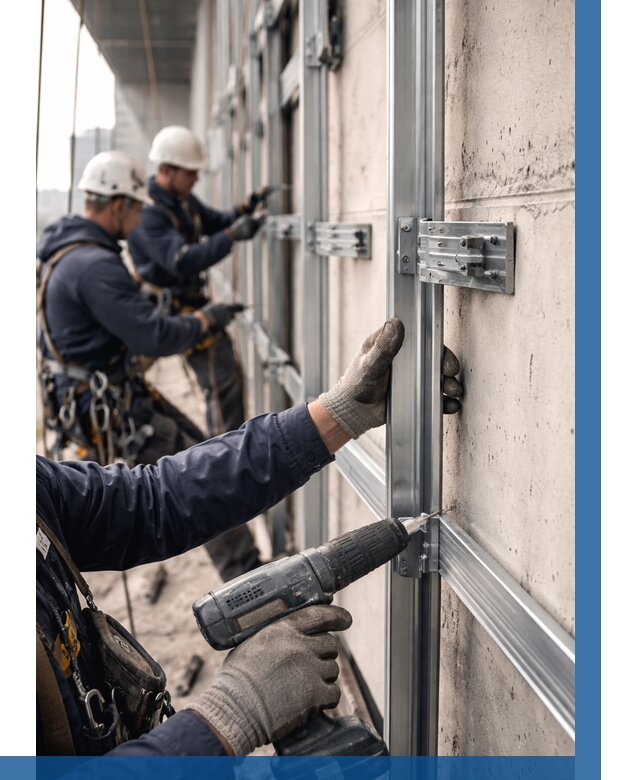 Монтаж подсистемы вентфасада в Волхове от 890 р. | ВЫСОТНИК-Влх