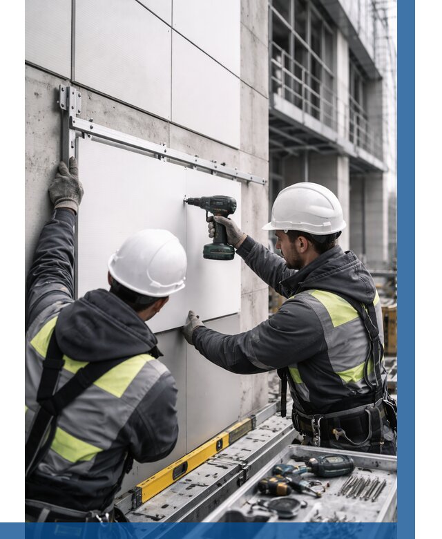 Монтаж композитных панелей фасада в Волхове от 2617 р. | ВЫСОТНИК-Влх