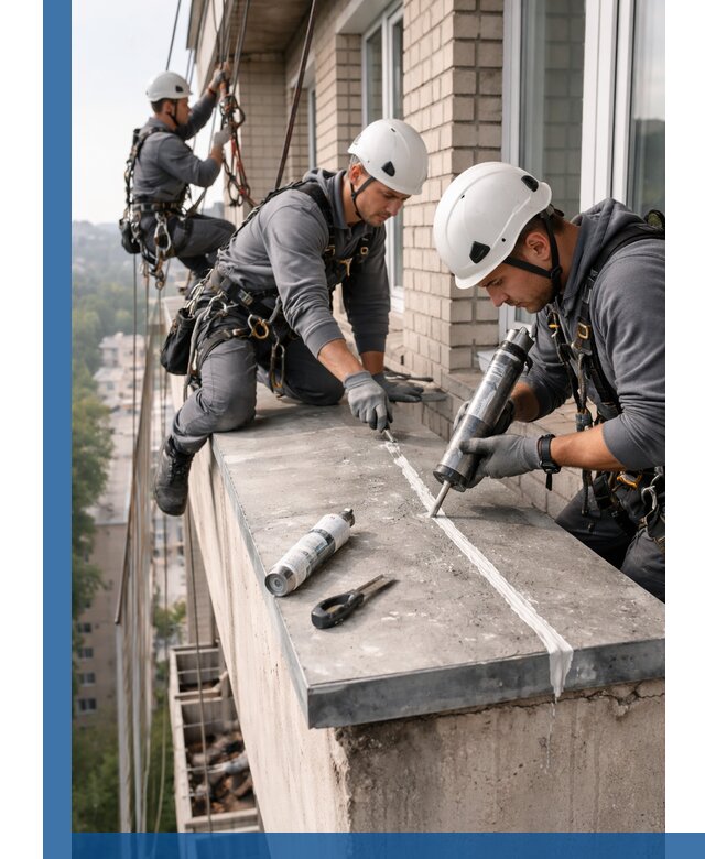 Герметизация балконного козырька в Волхове профессионально