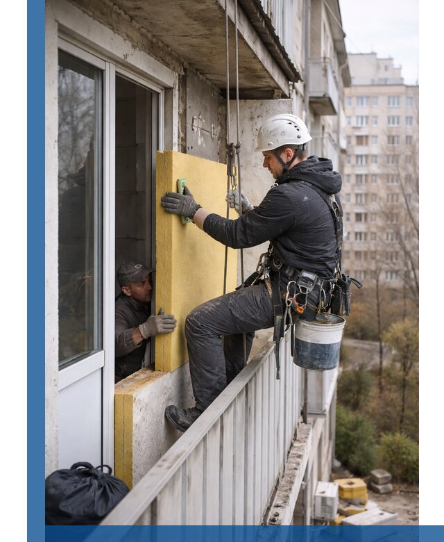 Профессиональное утепление балкона снаружи в Волхове под ключ