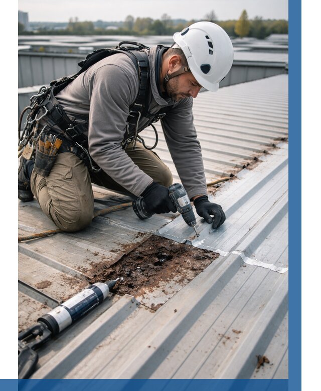 Ремонт профнастила на кровле в Волхове от 733 р. | ВЫСОТНИК-Влх