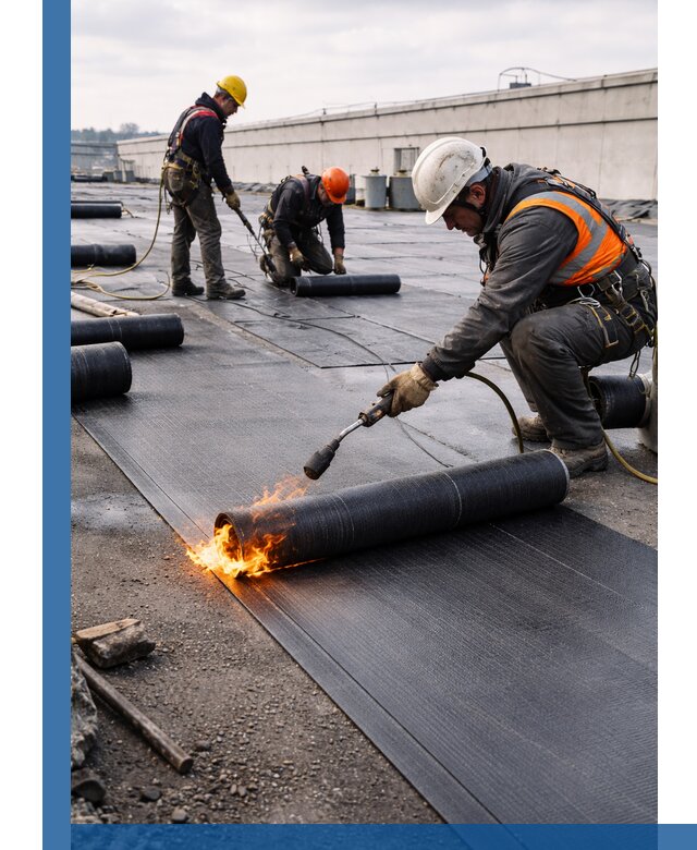 Монтаж наплавляемой кровли в Волхове профессионально