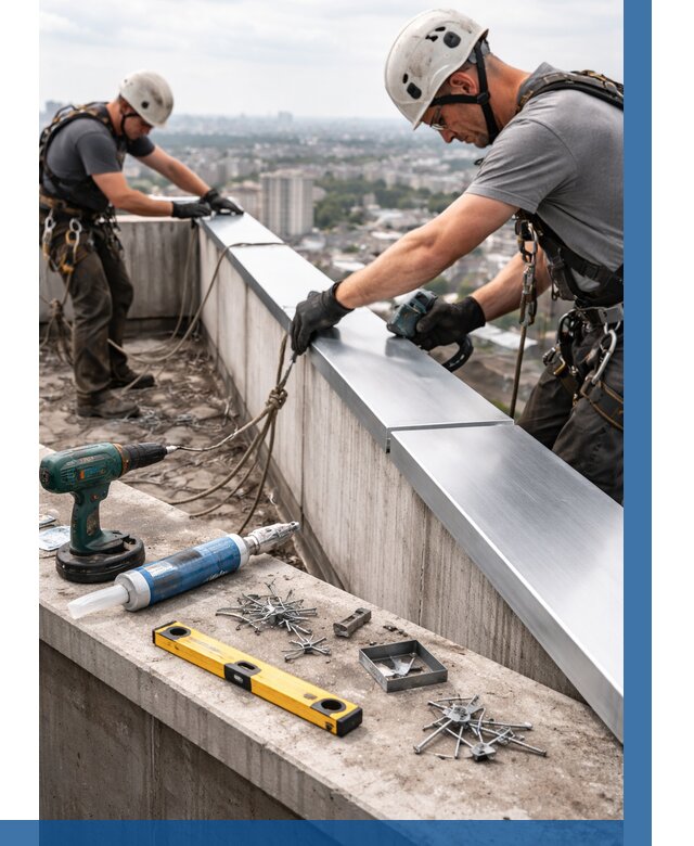 Монтаж парапетных крышек в Волхове от 837 р. | ВЫСОТНИК-Влх