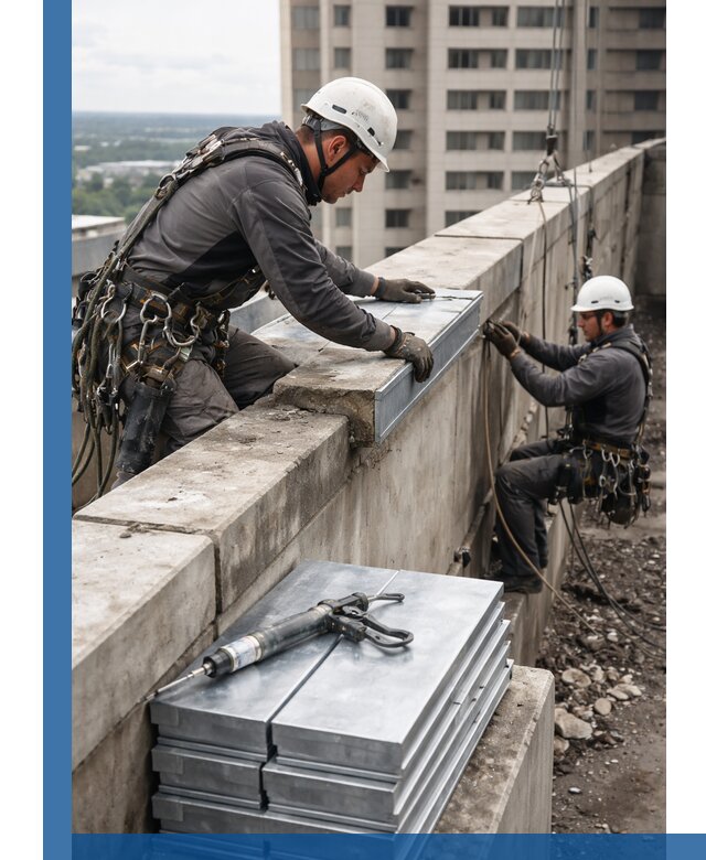 Замена парапетных крышек и установка новых в Волхове