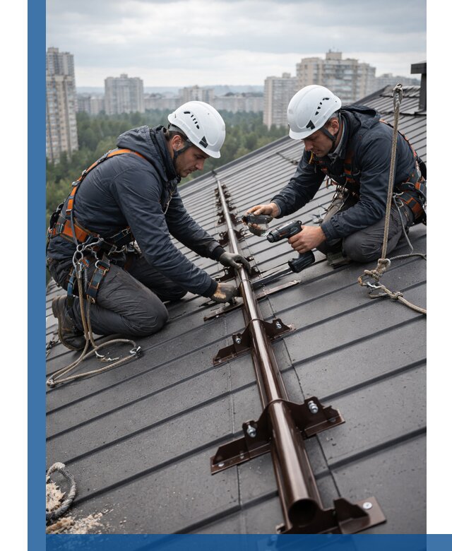 Монтаж снегозадержателей на кровле зданий в Волхове под ключ