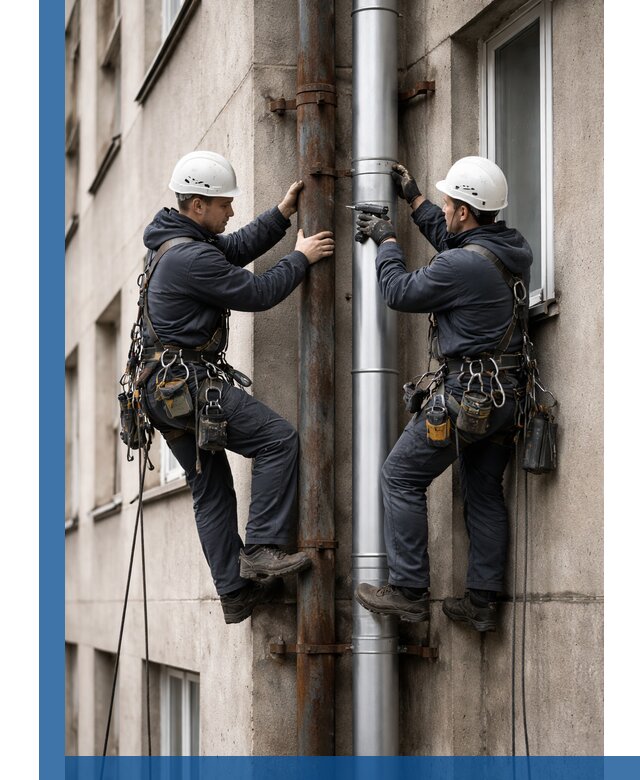 Замена водосточных труб в Волхове: монтаж и демонтаж под ключ