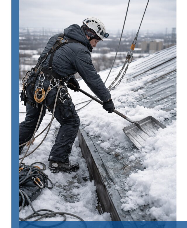 Профессиональная очистка кровли от снега и наледи в Волхове