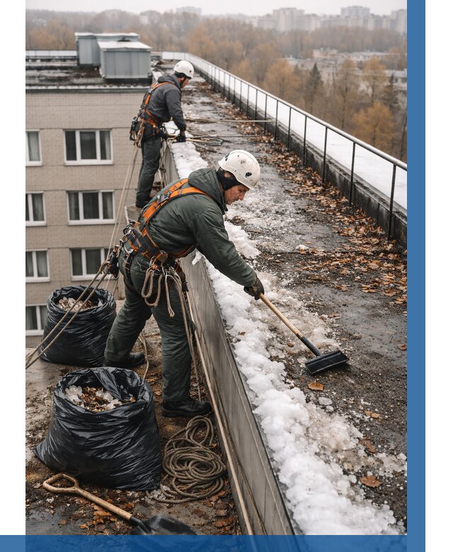 Очистка кровли по периметру в Волхове от 576 р. | ВЫСОТНИК-Влх