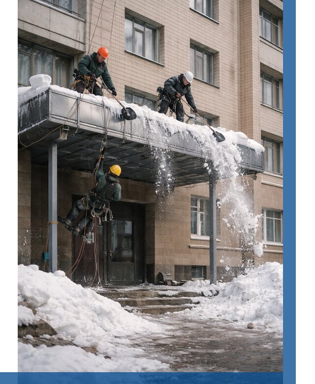 Очистка козырьков от снега в Волхове от 3664 р. | ВЫСОТНИК-Влх