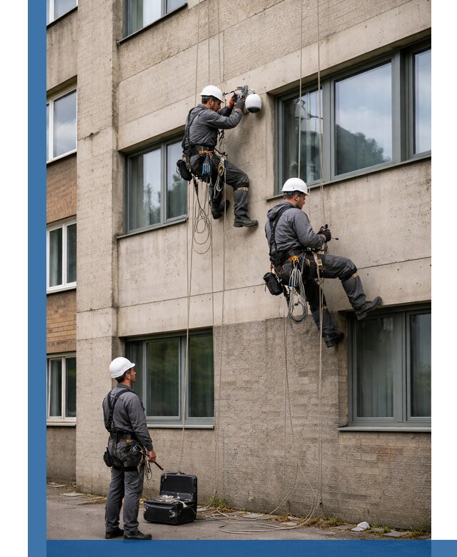 Монтаж фасадных камер видеонаблюдения в Волхове под ключ