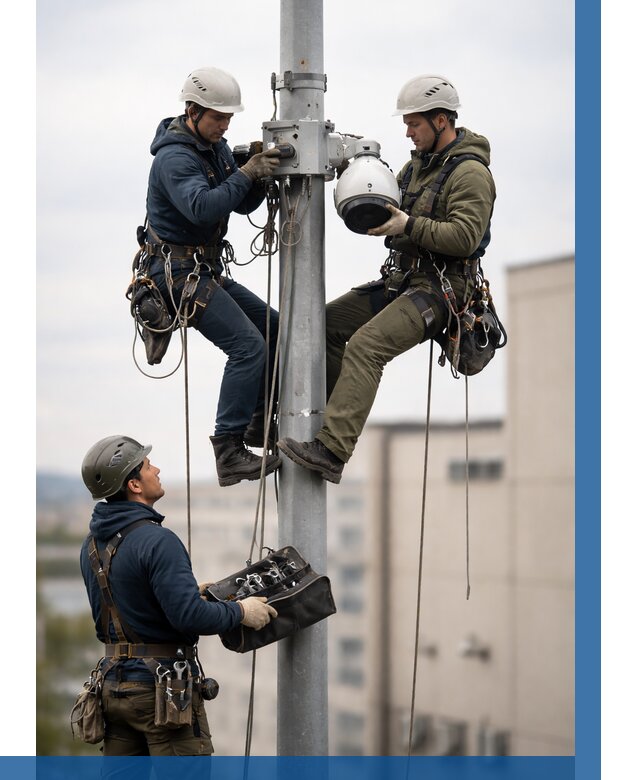 Установка видеокамер на мачте в Волхове от 8898 р. | ВЫСОТНИК-Влх