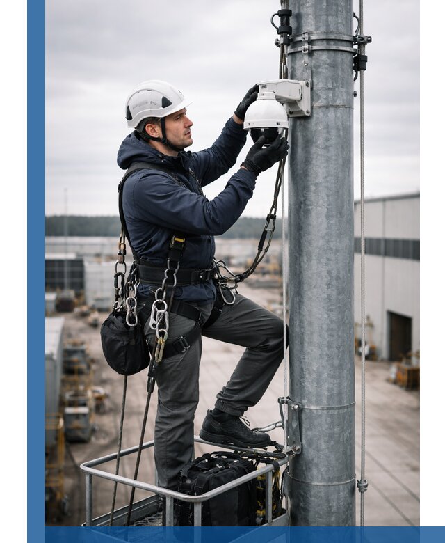 Профессиональная установка видеокамер на мачте в Волхове