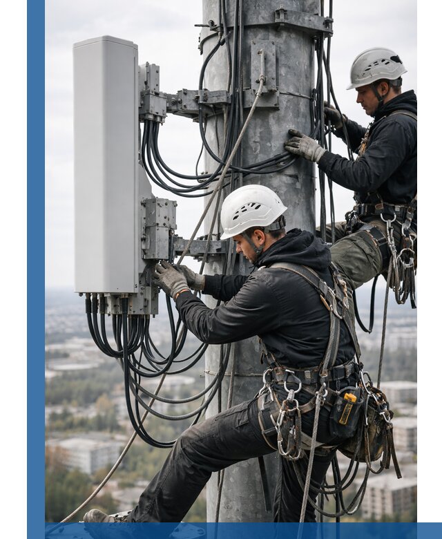 Монтаж оборудования связи на мачте в Волхове с пусконаладкой