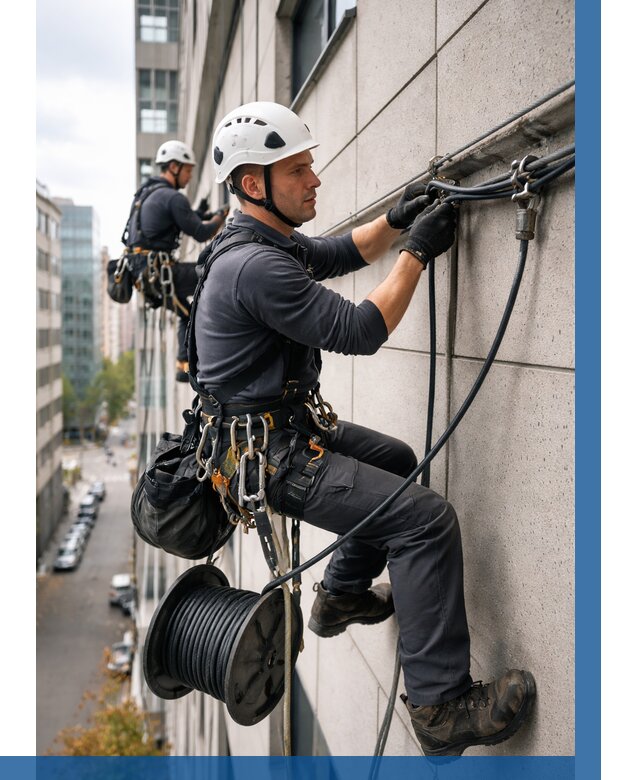 Прокладка кабеля по фасаду в Волхове от 366 р. | ВЫСОТНИК-Влх