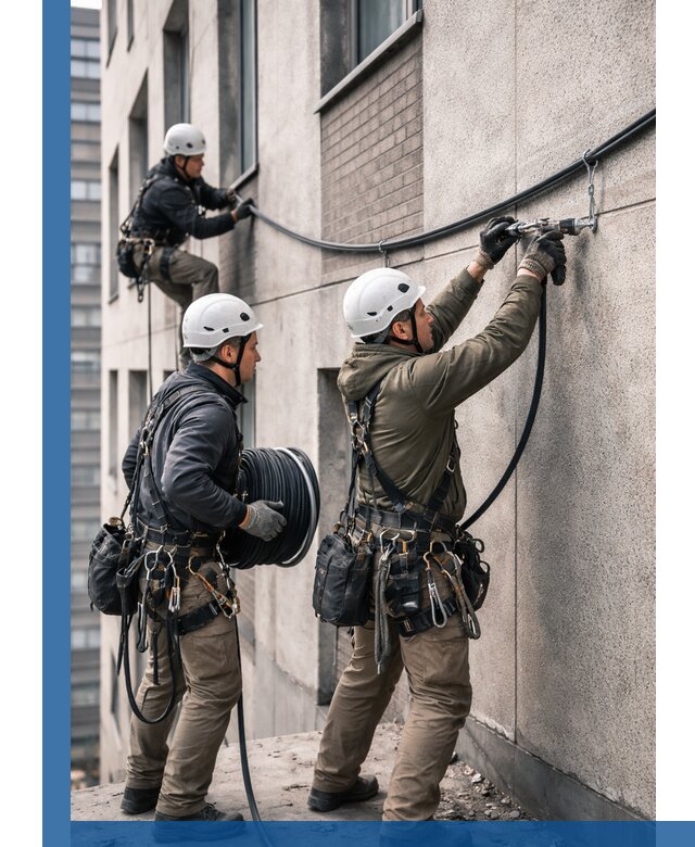 Прокладка кабеля по фасаду в Волхове, профессиональный монтаж