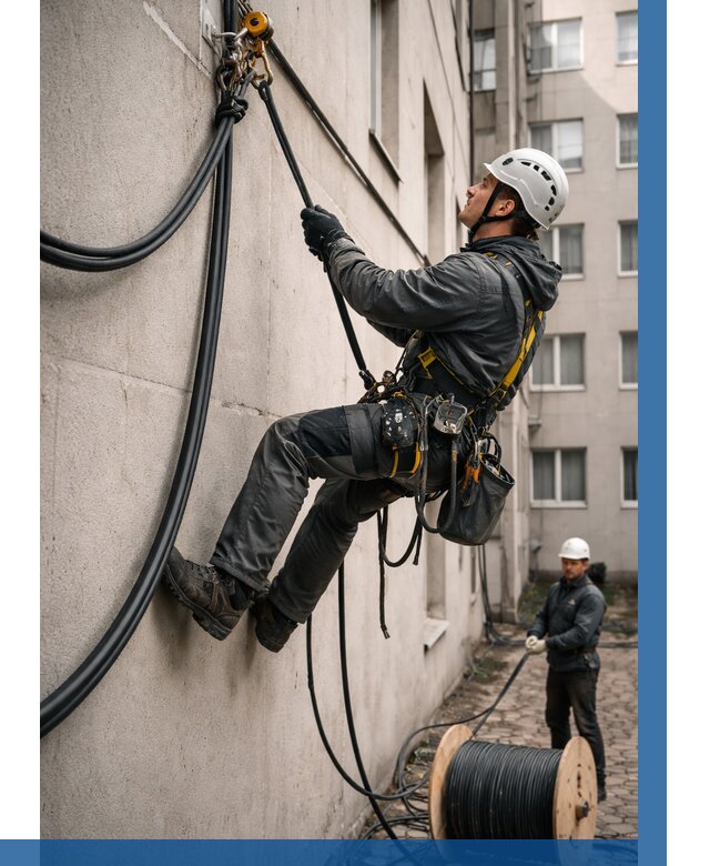Протяжка кабеля питания на высоте в Волхове от 471 р. | ВЫСОТНИК-Влх