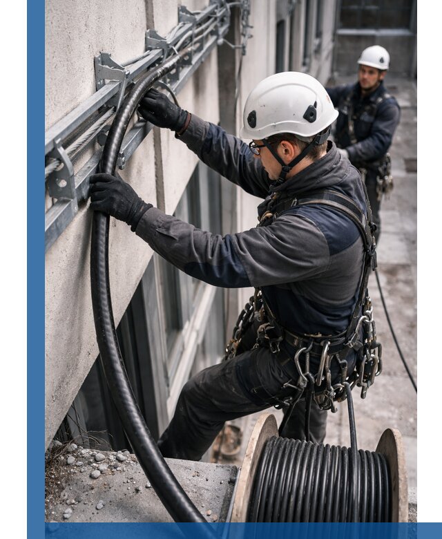 Протяжка кабеля питания на высоте в Волхове с гарантией безопасности и качества