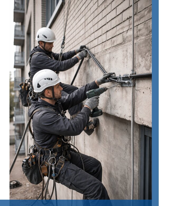 Крепление кабеля на фасаде в Волхове от 366 р. | ВЫСОТНИК-Влх