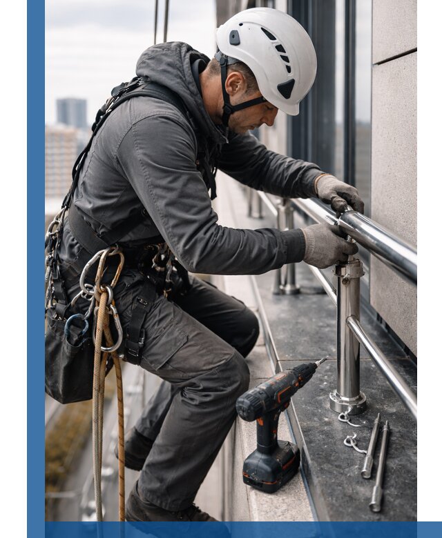 Монтаж ограждений на высоте в Волхове для зданий и конструкций