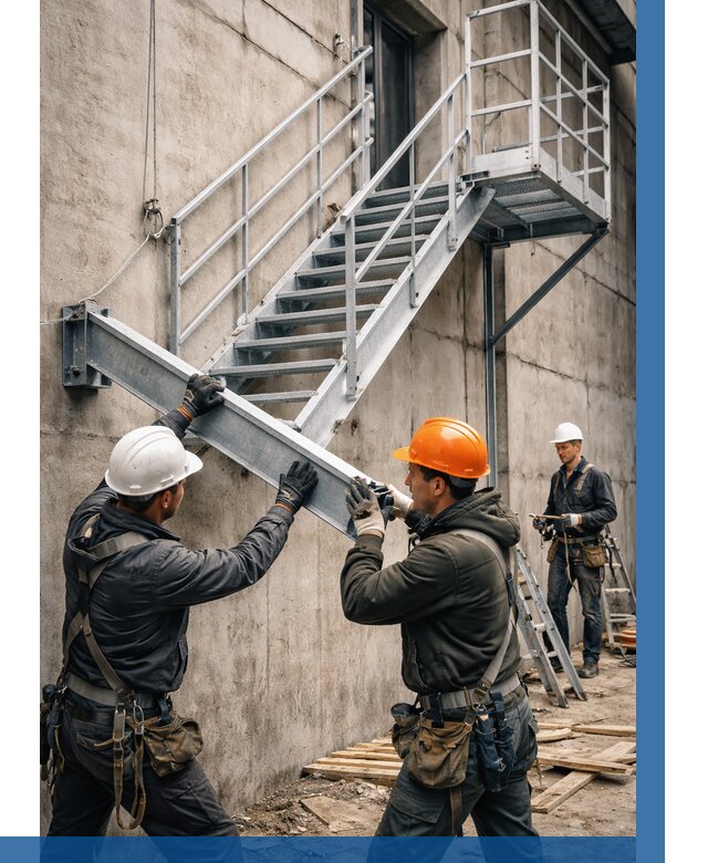 Монтаж металлических лестниц в Волхове от 15702 р. | ВЫСОТНИК-Влх