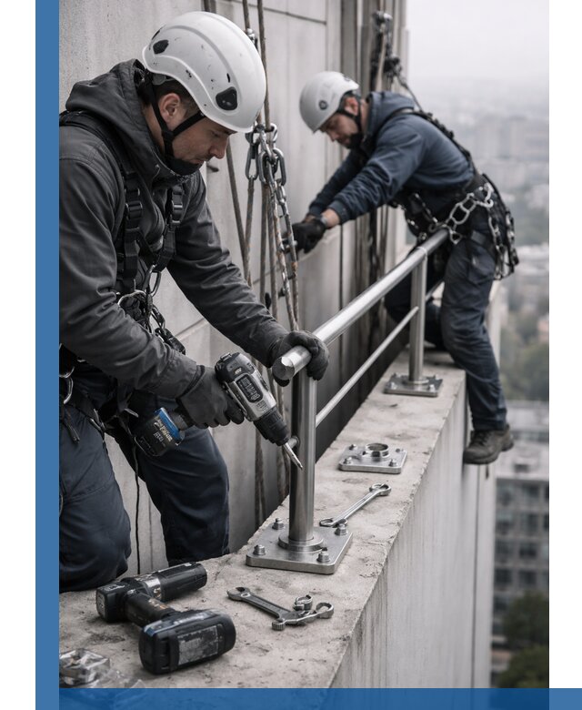 Монтаж перил на высоте в Волхове для жилых и промобъектов