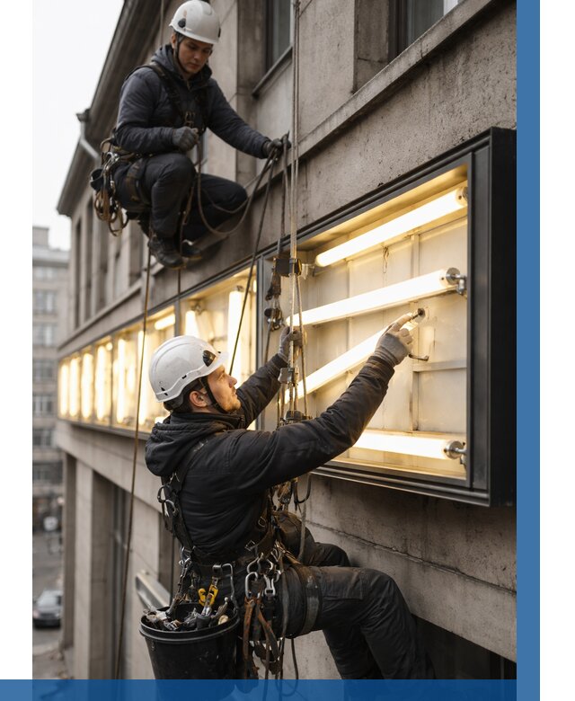 Замена ламп в вывеске в Волхове под ключ от 3664 р. | ВЫСОТНИК-Влх