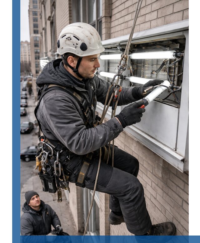 Профессиональная замена ламп в наружной вывеске в Волхове