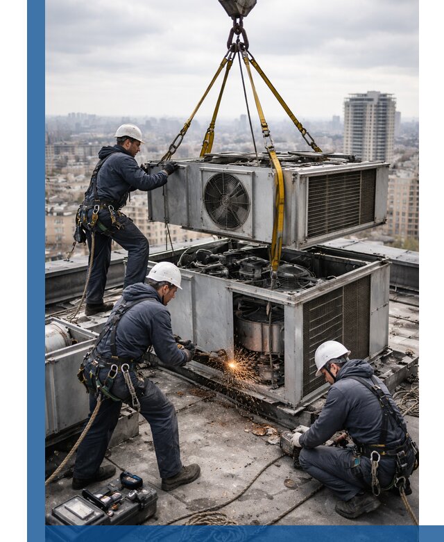 Демонтаж крышной установки в Волхове любой сложности