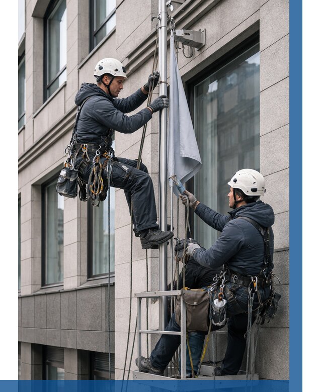 Установка флагов на фасаде в Волхове от 4711 р. | ВЫСОТНИК-Влх