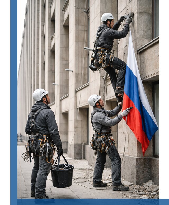 Профессиональная установка флагов на фасаде в Волхове