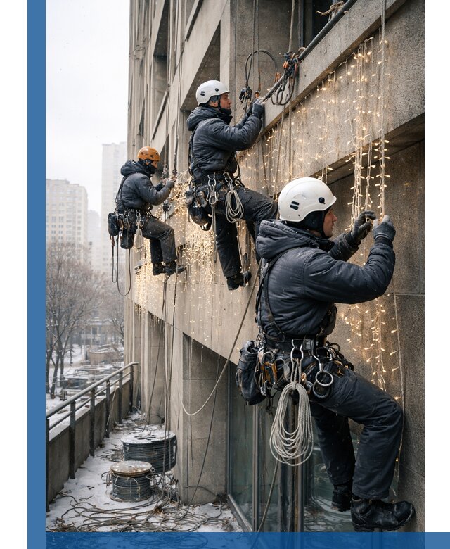 Монтаж новогодней иллюминации и украшение фасадов в Волхове