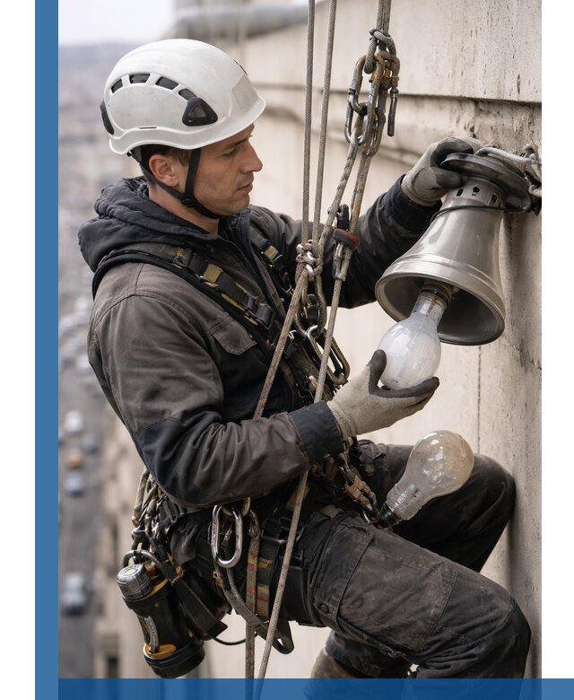 Замена ламп на высоте в Волхове профессионально и быстро