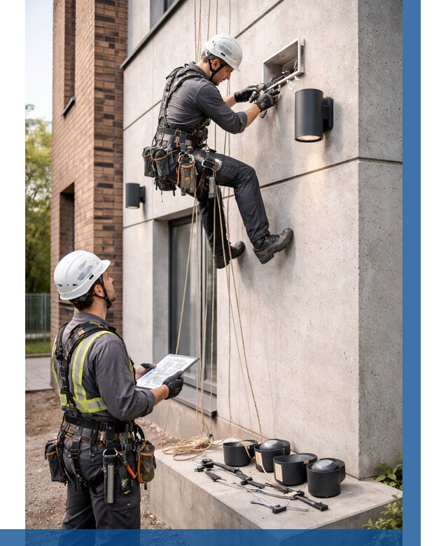 Монтаж фасадного освещения в Волхове от 2617 р. | ВЫСОТНИК-Влх