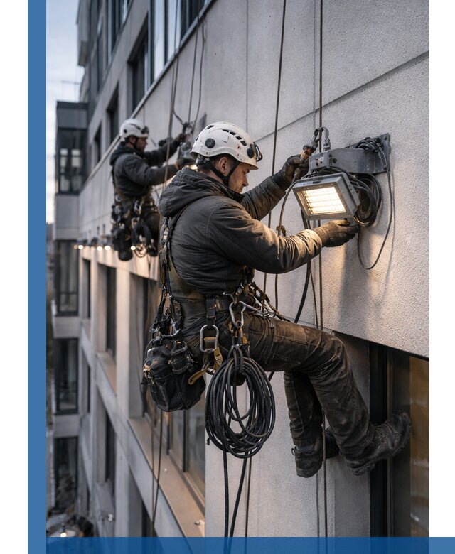 Монтаж фасадного освещения в Волхове установка и подключение