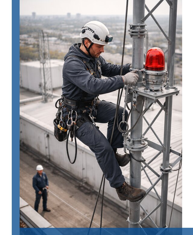 Монтаж заградительных огней и обслуживание объектов в Волхове