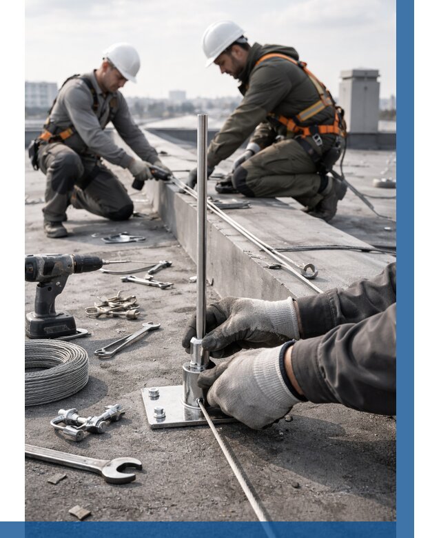 Монтаж молниезащиты на кровле в Волхове цена от 26170 р. | ВЫСОТНИК-Влх